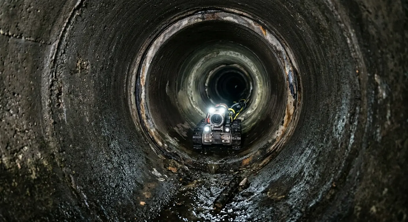 Robotic sewer camera inspecting pipe interior for Sewer Line Repair in Wilkes-Barre